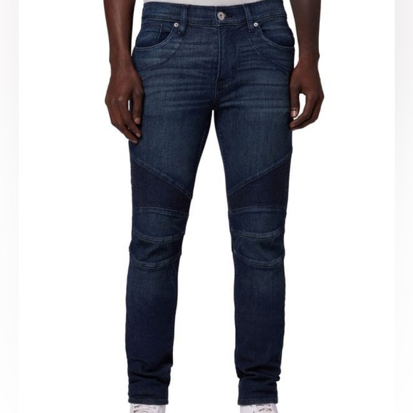 Hudson Blake Slim Straight Ethan Biker Skinny Dark Wash Denim Jeans - Picture 1 of 5